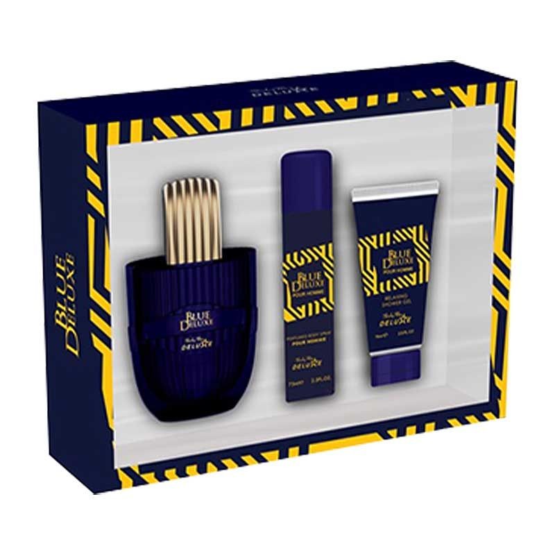 BLUE DELUXE EDT 100ML - DEODORANT 75ML- SHOWER GEL 75ML