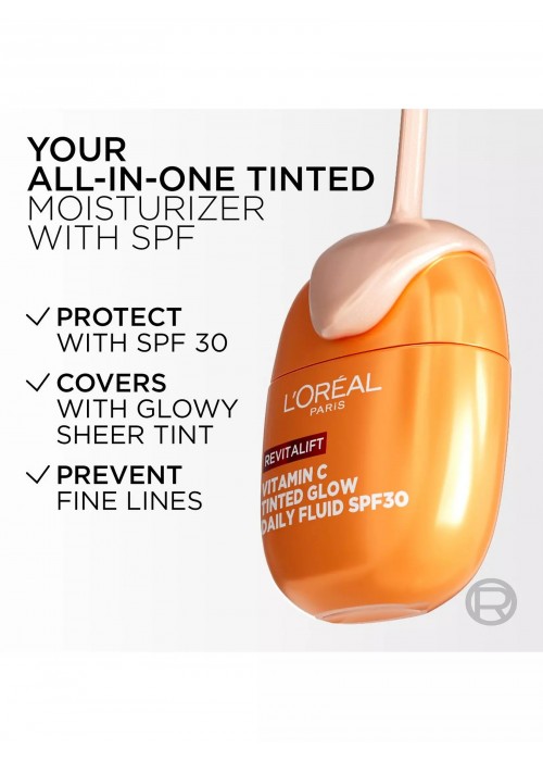 LOREAL REVITALIFT CLINICAL VITAMIN C TINTED GLOW DAILY SPF30 40ML
