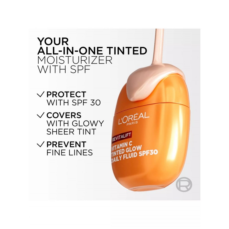 LOREAL REVITALIFT CLINICAL VITAMIN C TINTED GLOW DAILY SPF30 40ML