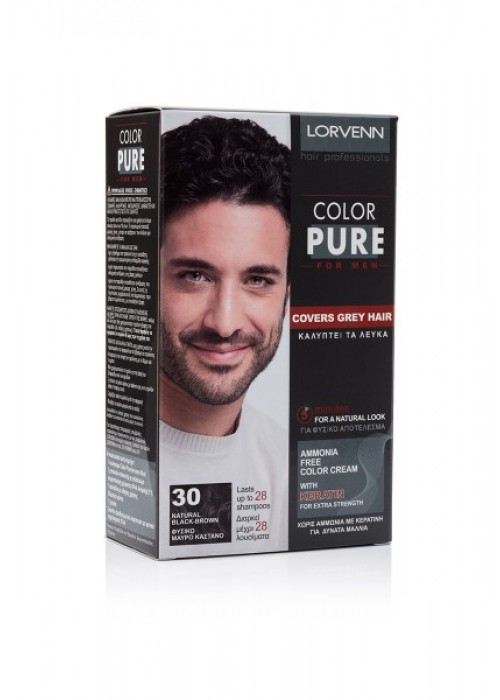 LORVENN COLOR PURE FOR MEN N.30 NATURAL ΜΑΥΡΟ-ΜΠΛΕ 95ML