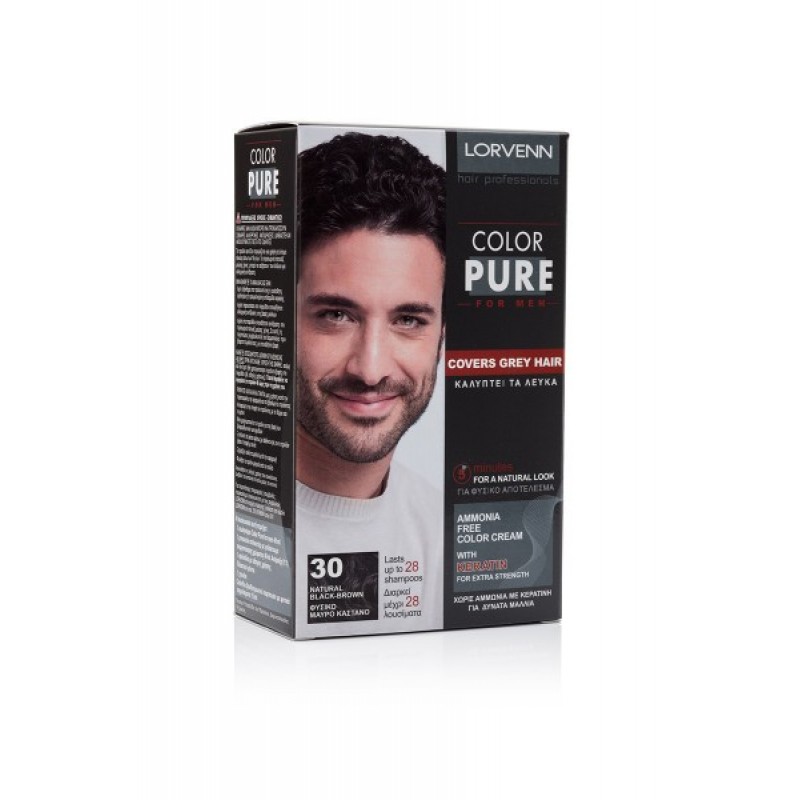 LORVENN COLOR PURE FOR MEN N.30 NATURAL ΜΑΥΡΟ-ΜΠΛΕ 95ML