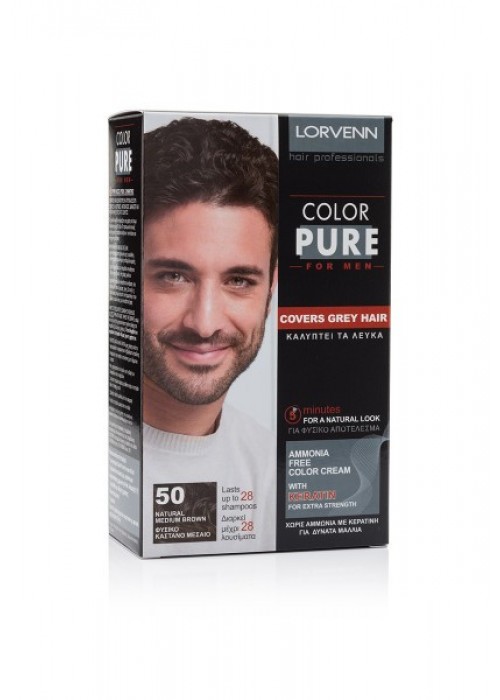 LORVENN COLOR PURE FOR MEN N.50 ΦΥΣΙΚΟ ΚΑΣΤΑΝΟ ΜΕΣΣΑΙΟ 95ML