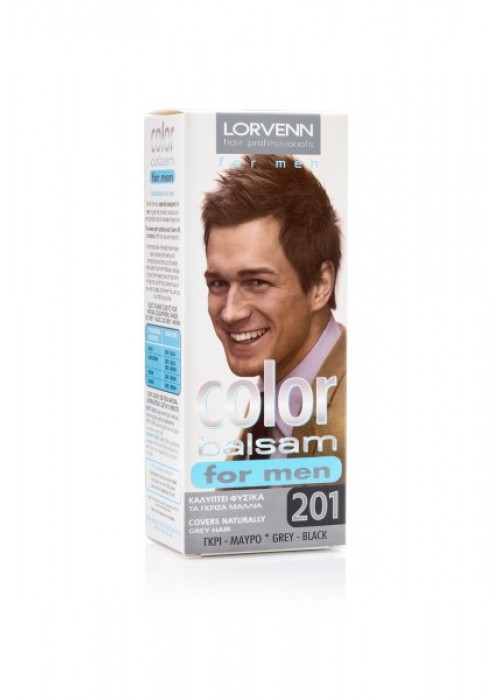 LORVENN COLOR BALSAM MEN N.201 ΓΚΡΙ-ΜΑΥΡΟ 35ML